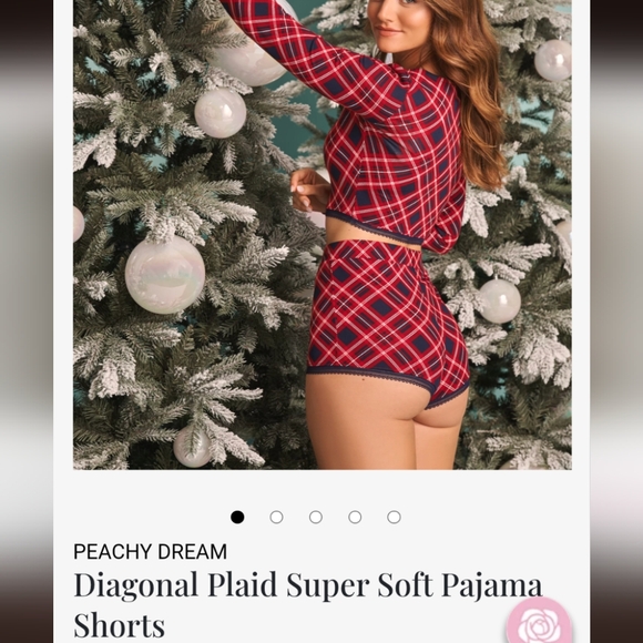 La Vie en Rose Diagonal Plaid Super Soft Pajama Shorts - Picture 2 of 7